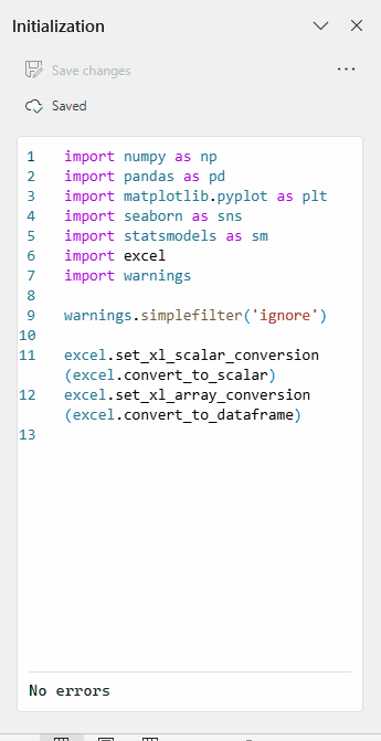 A moving image of someone editing Python Initialization in Microsoft Excel for Windows.
