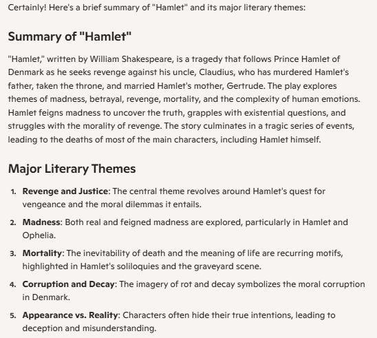 A summary and breakdown of major themes in 