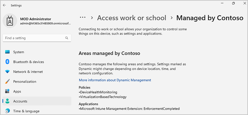 UI screenshot of VBS status shown in Windows Settings