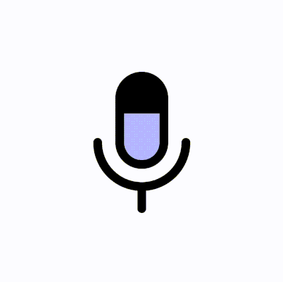A moving image of a microphone with audio levels inside it moving up and down.