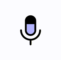 A moving image of a microphone with audio levels inside it moving up and down.