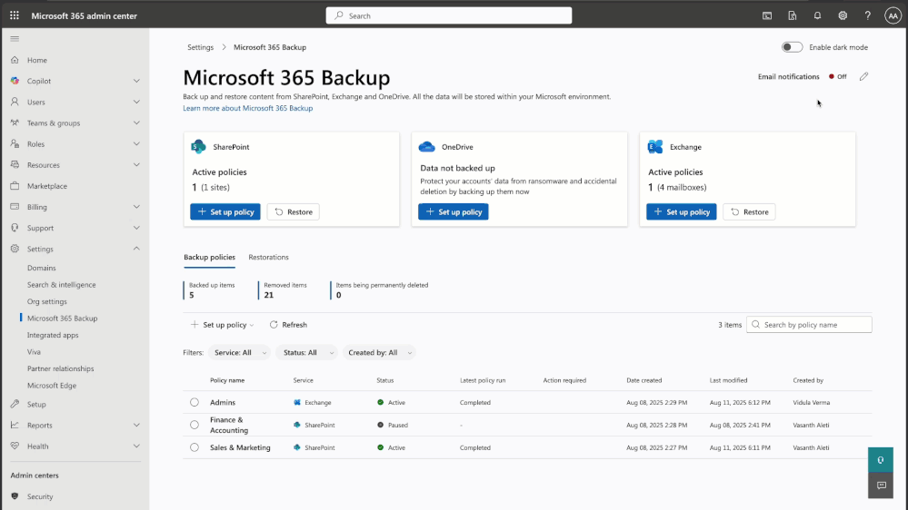 Setting up multi-admin email notifications for critical changes.