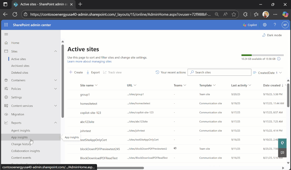 Enterprise Application Insights (third-party) report.