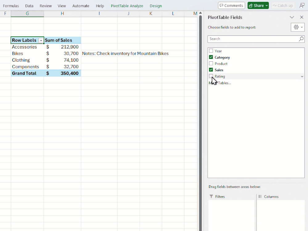 A moving image of solving a #SPILL! error in PivotTables in Microsoft Excel.