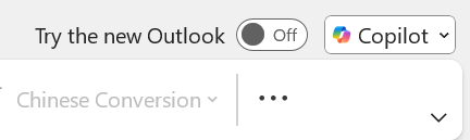 A screenshot of the Try the new Outlook toggle in Microsoft Outlook for Windows.