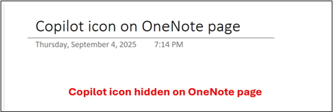 A screenshot of a Microsoft OneNote page without a Copilot icon next to the cursor.
