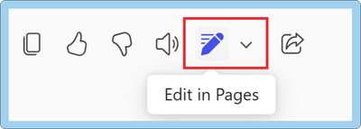 A screenshot of the Edit in Pages button in Microsoft 365 Copilot.