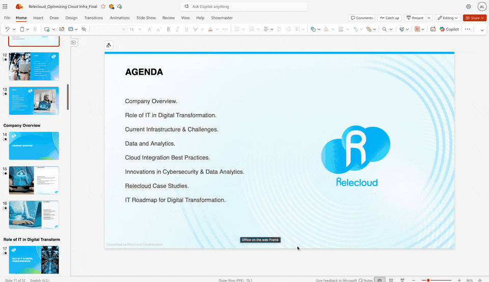 A moving image of the Auto-rewrite feature in Microsoft PowerPoint.