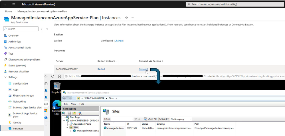 RDP Access with Managed Instance on Azure App Service