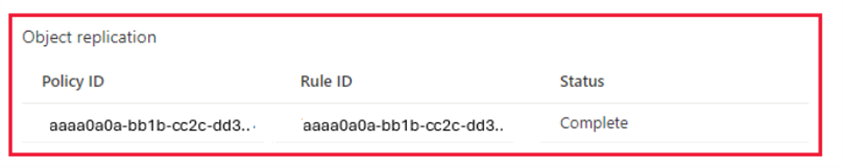 Azure Portal user experience for OR Replication Status.