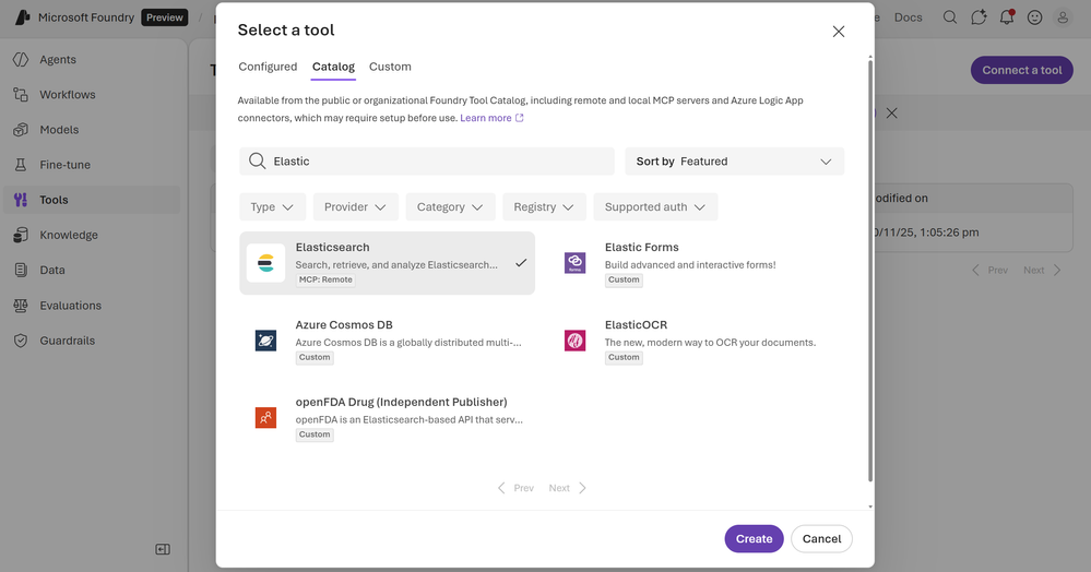 Elasticsearch MCP in Foundry Tool Catalog