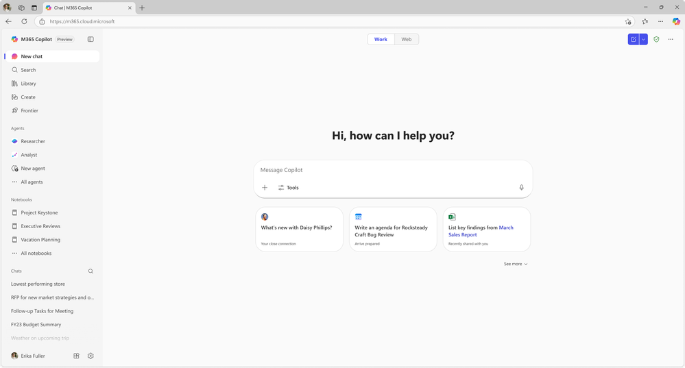 A screenshot of the Microsoft 365 Copilot web app.