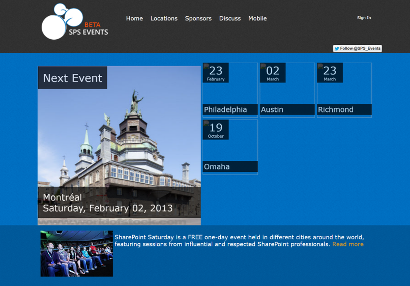 The old SPS Events home page