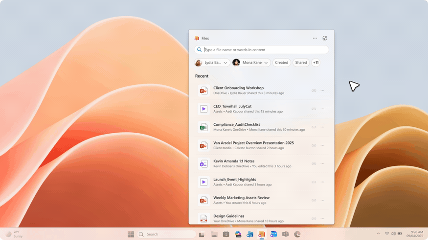 A moving image of using Copilot in the Files app to ask about an Excel sheet.