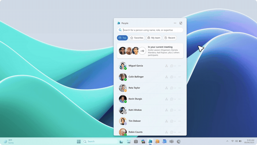 A moving image of using Copilot in the People app to ask about John.