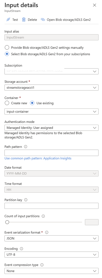 Input Configuration page