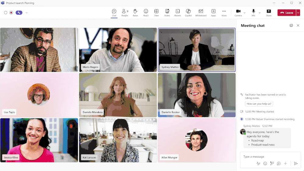 A gif showing a Teams meeting and demonstrating some of the new enhancements to Teams Facilitator.