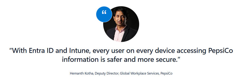 Picture of Hemanth Kotha, Deputy Director, Global Workplace Services, PepsiCo.  And a quote 