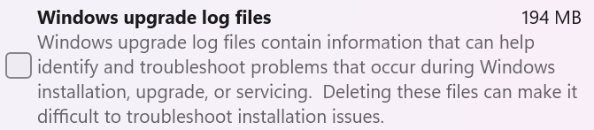 Cannot delete the windows upgrade log files | Microsoft Community Hub