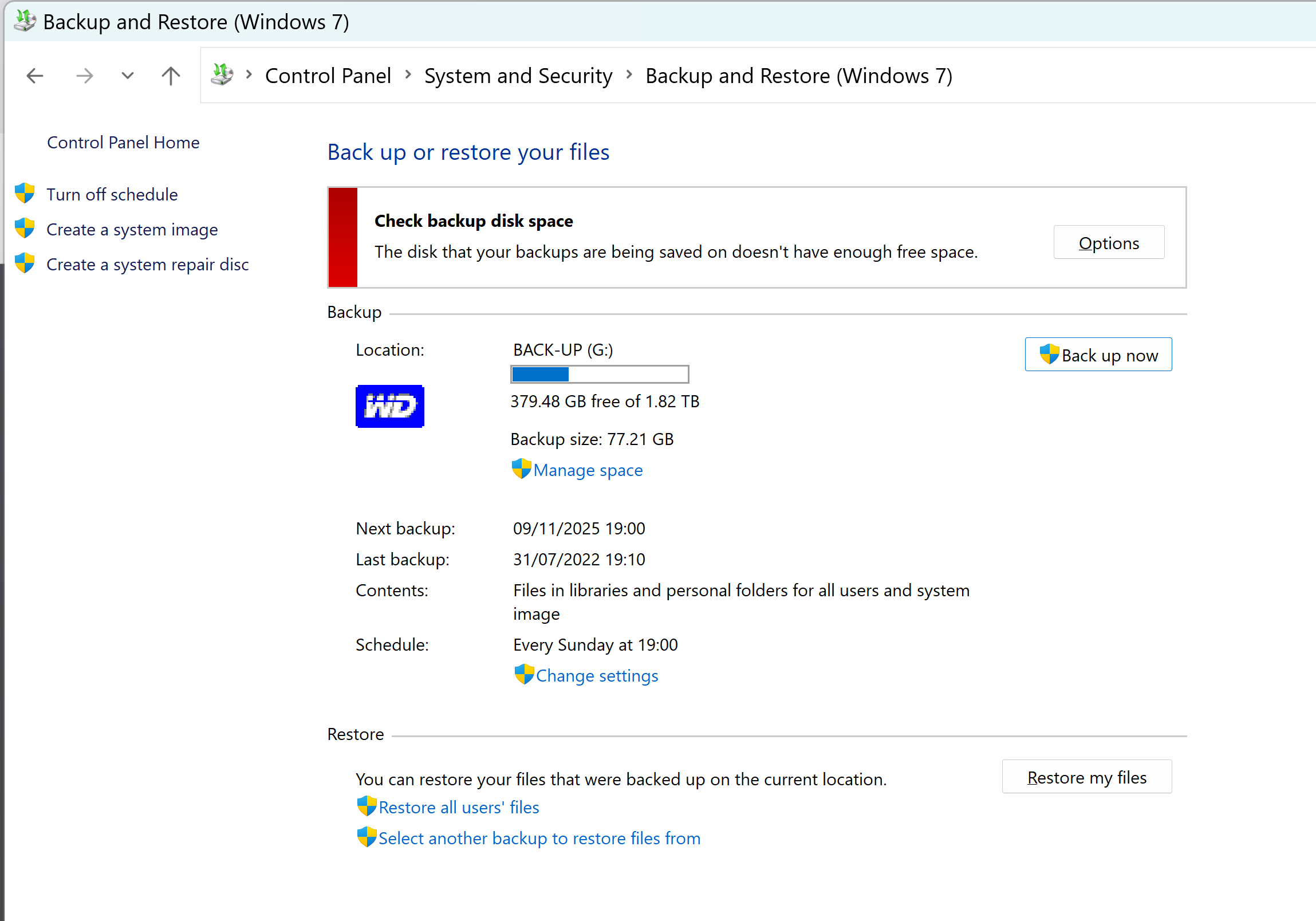 Backing up to an external hard disk drive. | Microsoft Community Hub