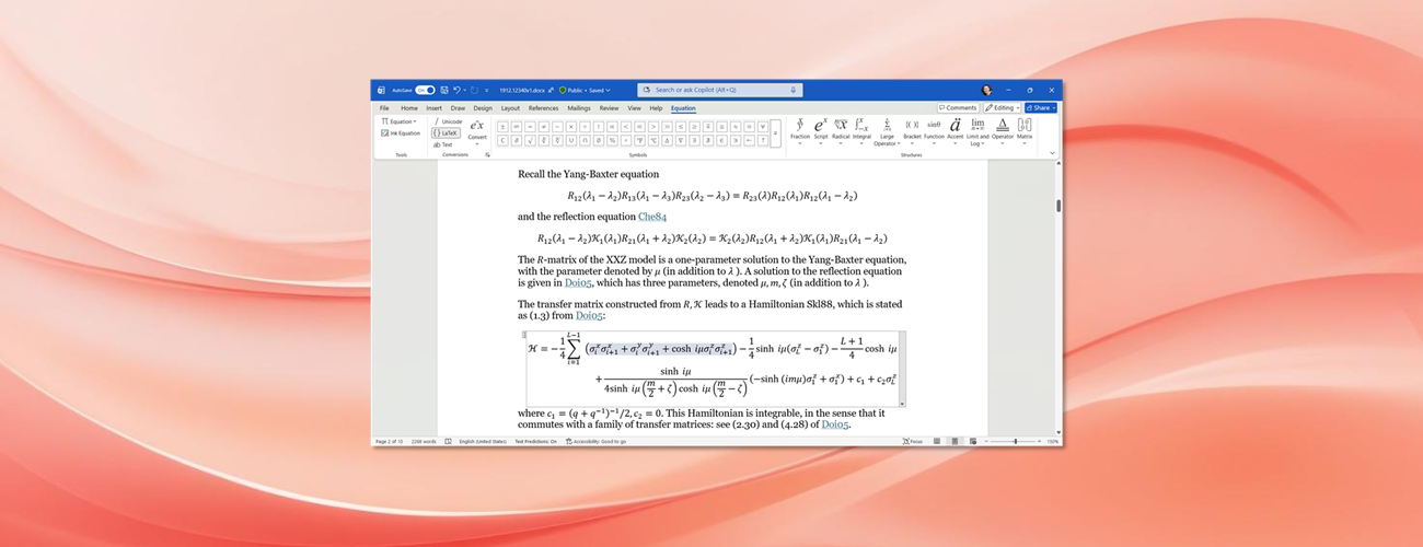 Writing an accessible document with math in Word for Windows