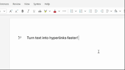 Text hyperlinks in Word