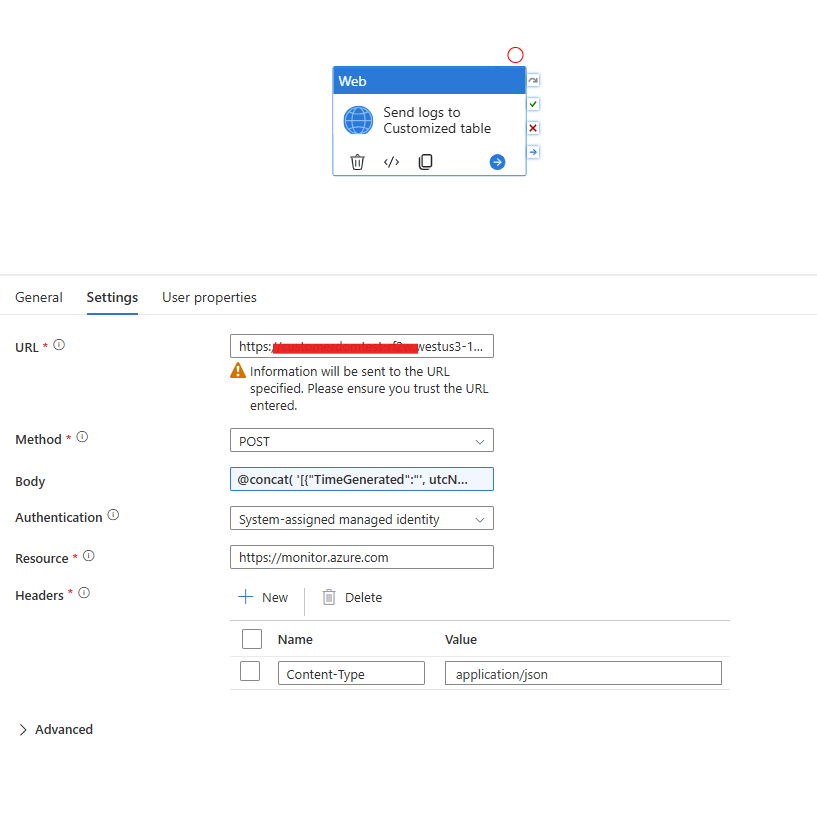 Configuração da Web Activity