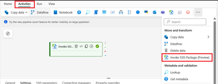 Microsoft Fabric에서 SSIS 패키지 활동 호출(미리 보기)