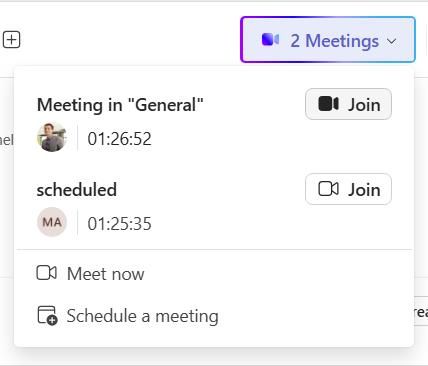 A new indicator helps channel members discover and join live meetings.