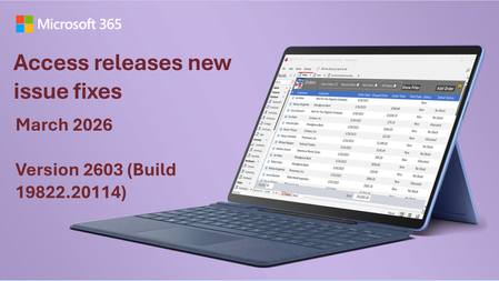 Microsoft Access 버전 2603(빌드 19822.20114)의 버그 수정