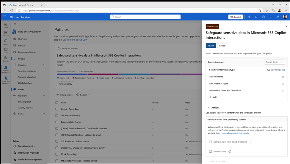 Microsoft Purview Data Loss Prevention for web queries to safeguard sensitive web search