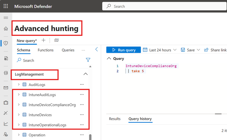 Microsoft Sentinel in Defender Portal – Tables