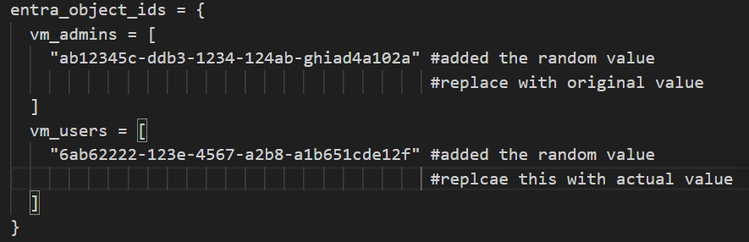 logs de configuração IaC