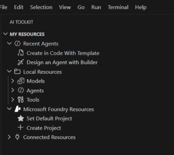 Fluxo de trabalho e detalhes do agente no AI Toolkit
