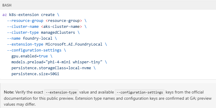 Interface do Azure para gerenciamento de extensões