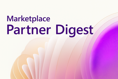 The words Marketplace Partner Digest overlayed on colorful background design