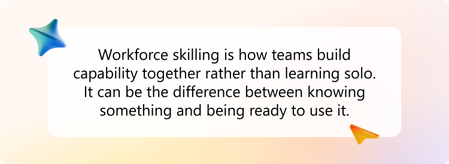 Workforce skilling is how teams build capability together rather than learning solo. It can be the difference between knowing something and being ready to use it.