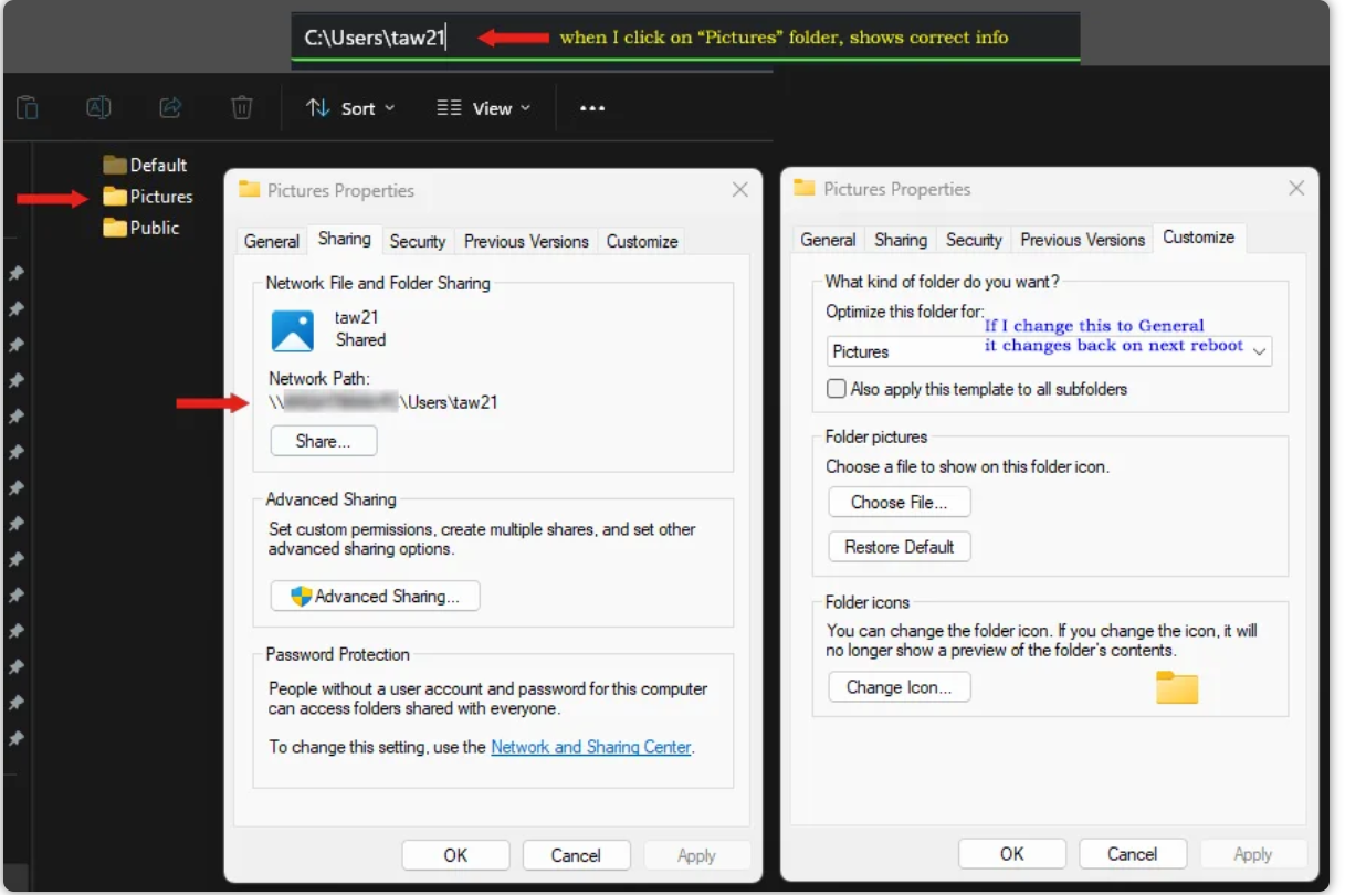 User Folder displaying wrong name | Microsoft Community Hub