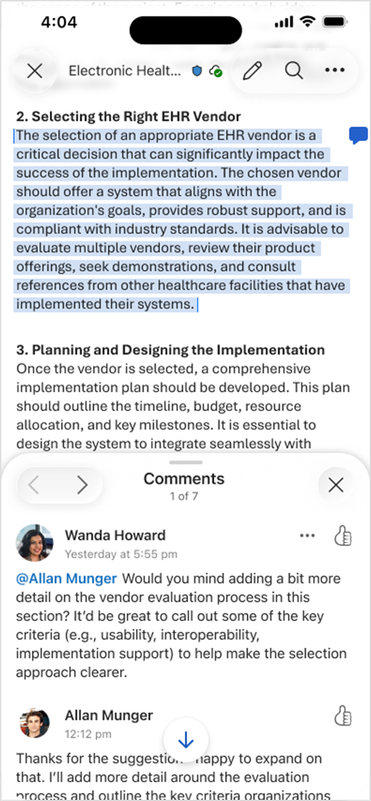 New commenting experience for iOS
