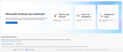 Figure 2: Plan your Sentinel investment with guided, meter-level cost breakdowns and three-year projections