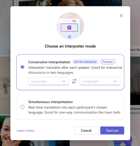 Choose an Interpreter mode window