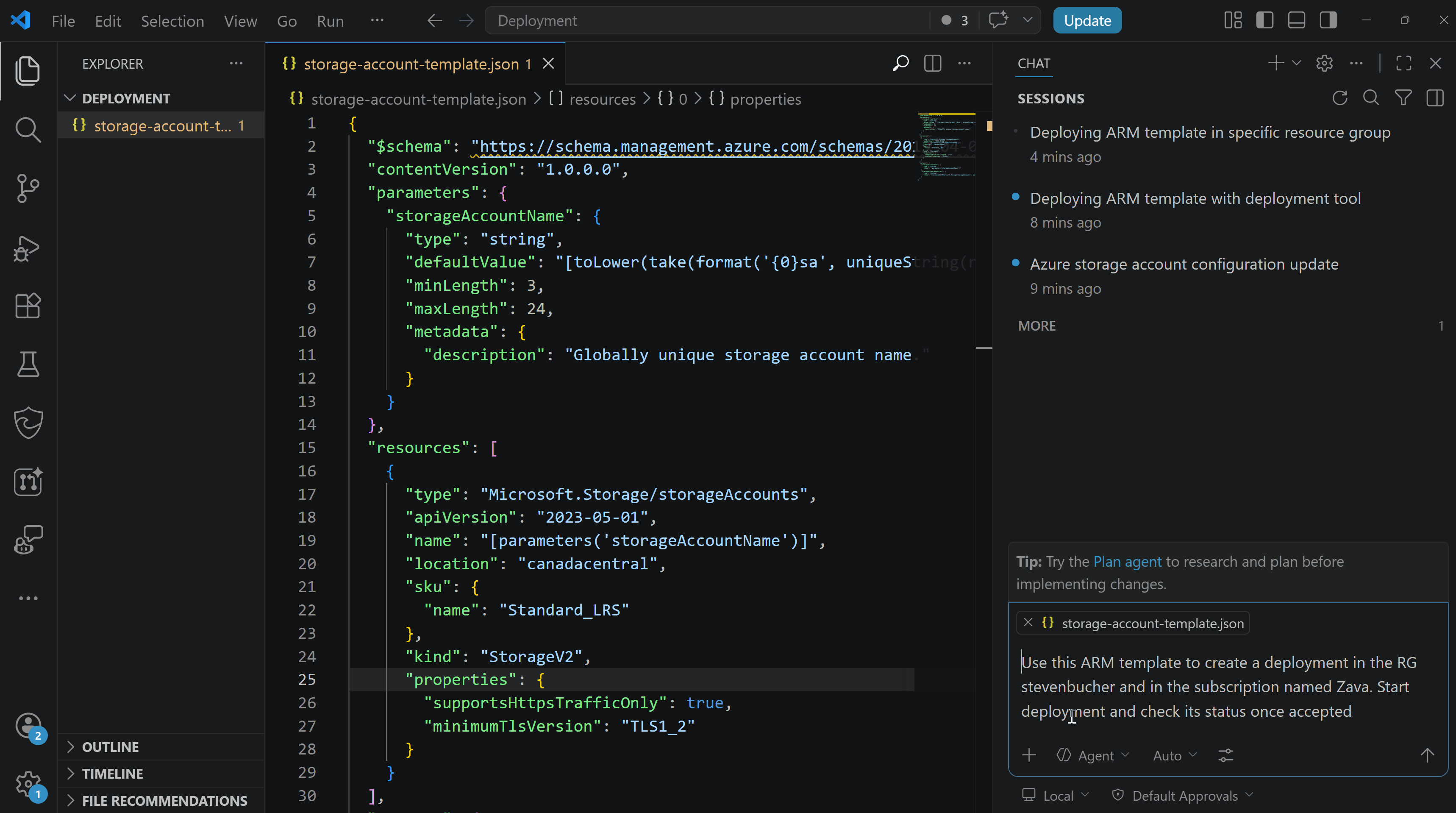 ARM Template Deployment in VS Code