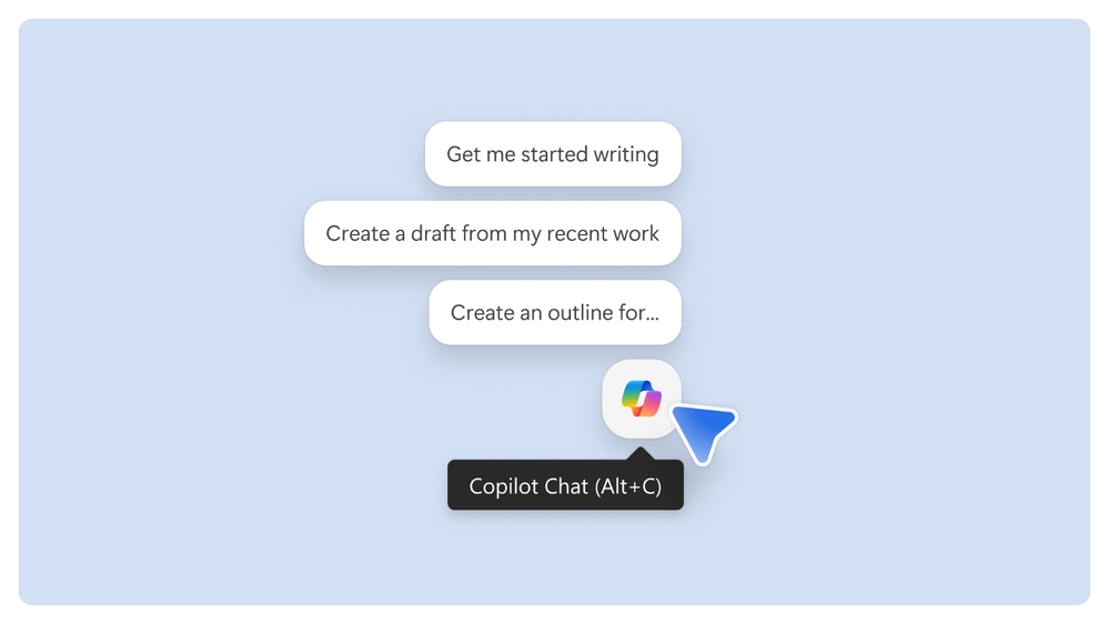 Un esempio della chat di Copilot disponibile in Word, Excel e PowerPoint.