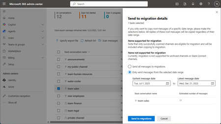 Screenshot of the Slack to Teams Migration Tool from Microsoft
