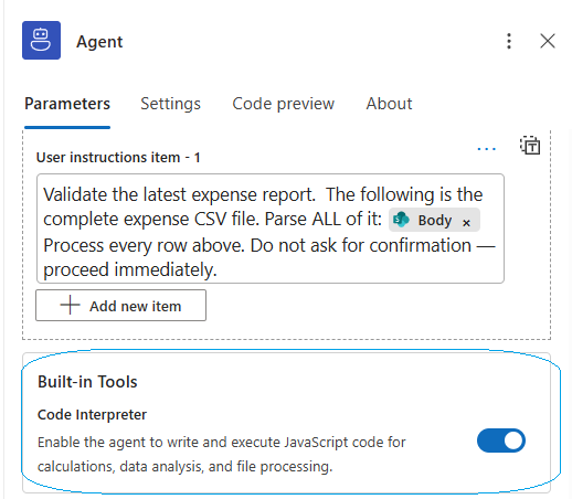 Exemplo de instrução para o prompt do Code Interpreter