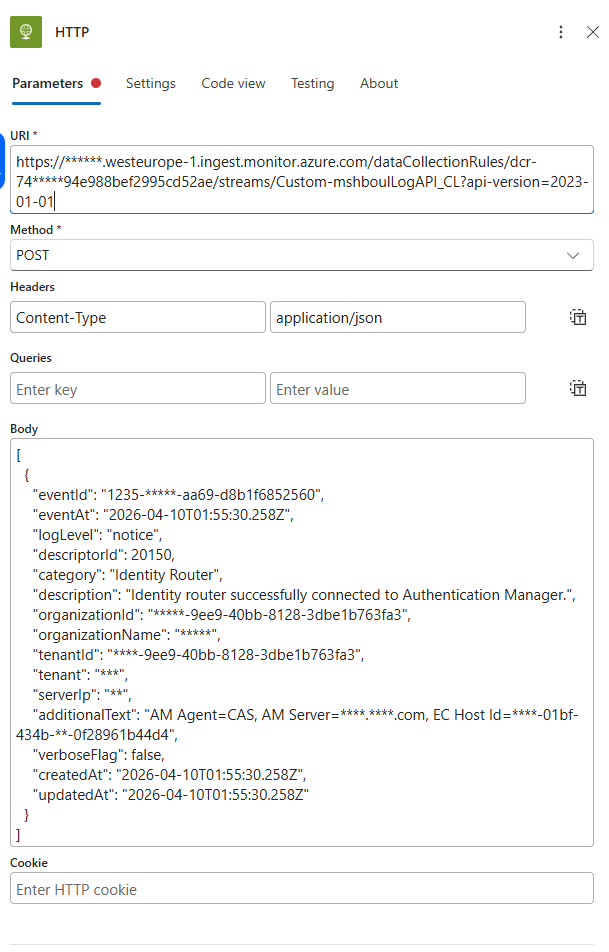 Configuração da Action