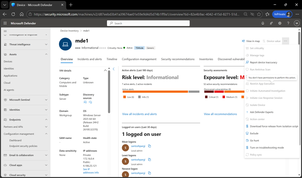 bS00NTEwNjQ2LXdieFk0Tw?image-dimensions=999x587&revision=1 Microsoft Defender for Endpoint (MDE) — Custom Role Design for Troubleshooting Mode–Only Access
