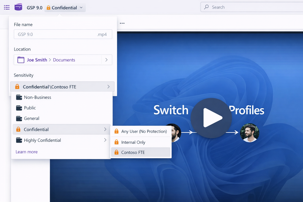 Sensitivity label showing in Clipchamp portal experience