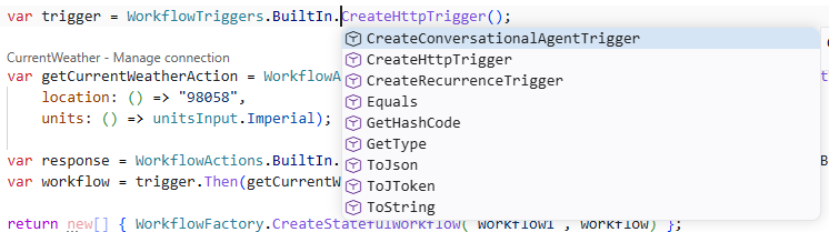 IntelliSense connectors