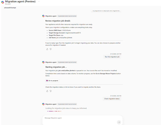 run migration job and check status